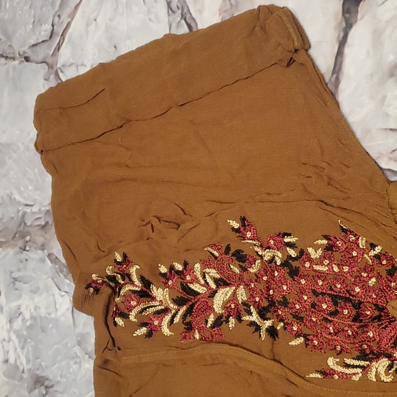 NWT Free People Pretty Pineapple Embroidered Dress S Brown Floral Boho V Neck - Picture 12 of 16